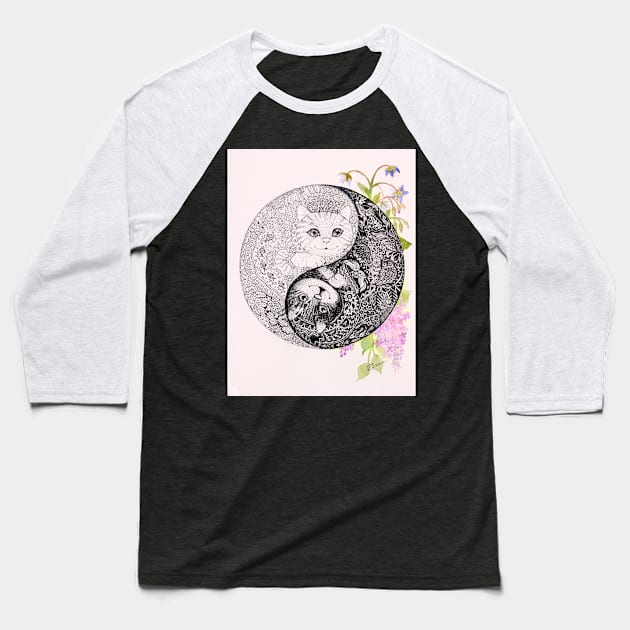 Yin Yang cats Baseball T-Shirt by CATS ART